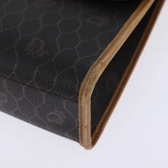 Christian Dior Honeycomb Canvas Bag PVC 2way Black Brown gold Auth bs30244 - Picture 5 of 16